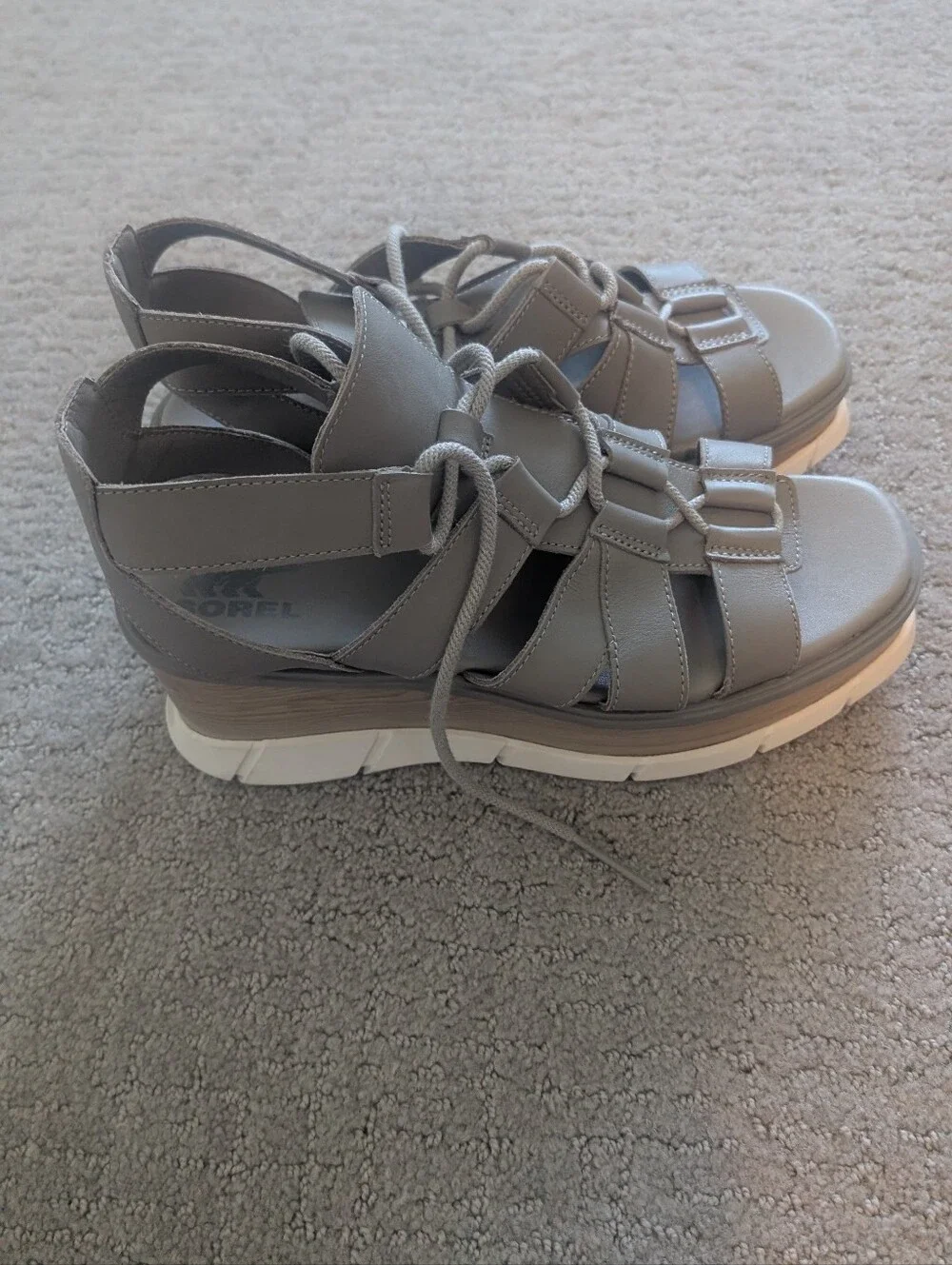 Sorel Gray Strappy Wedge Sandals